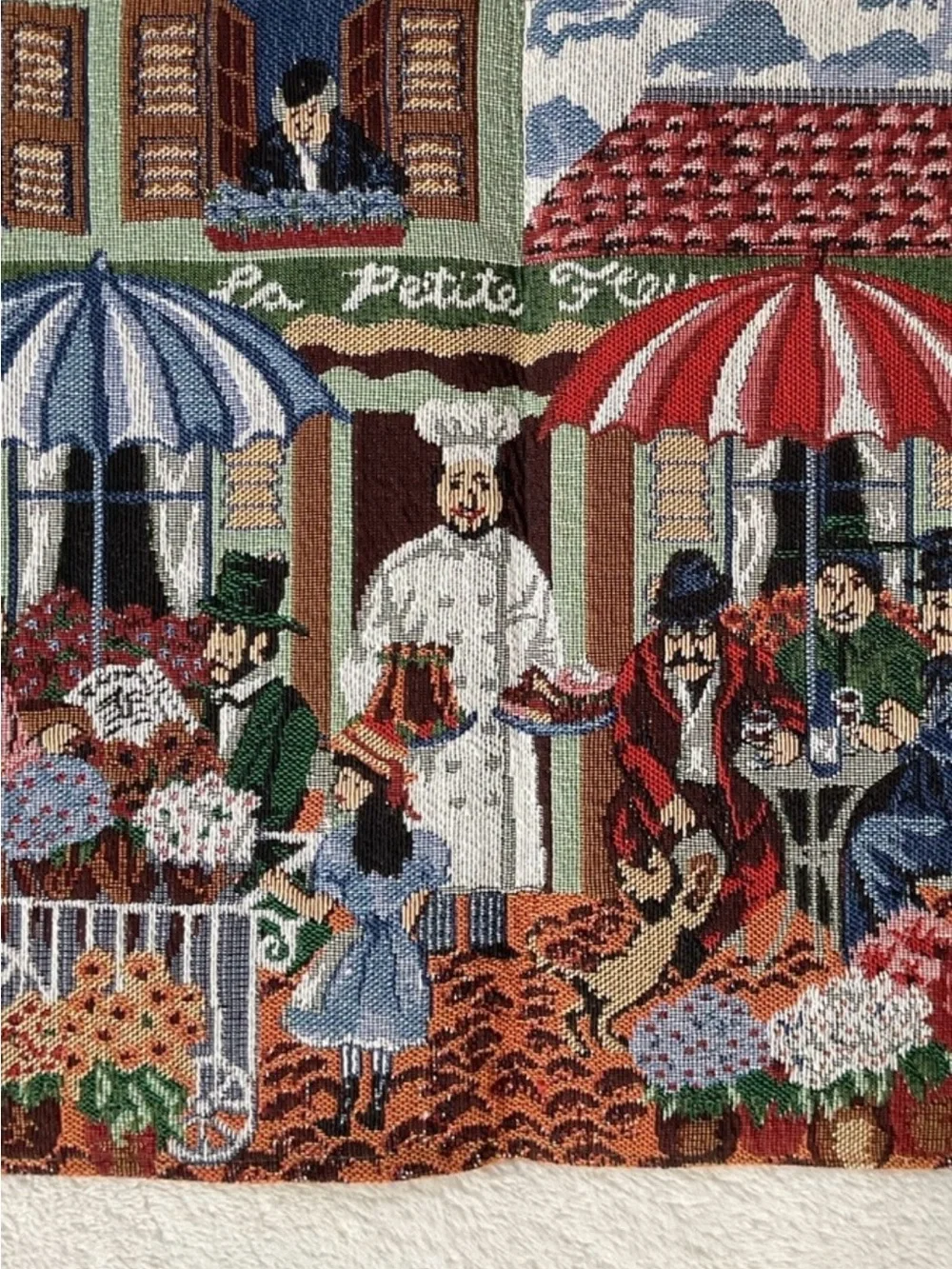 French Café Paris Market Woven Tapestry Table Runner 72”